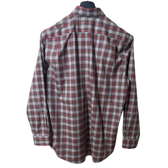 L.l. Bean Men's Gray Red Green Tartan‎ Plaid Cotton Long Sleeve Shirt M - Picture 2 of 9